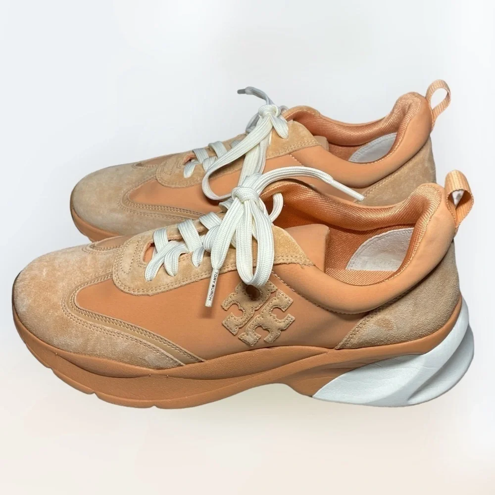 Tory Burch Peach Leather Sneakers in Size 10